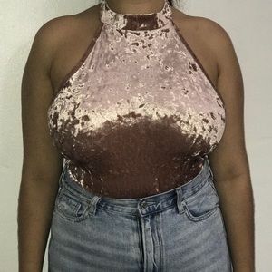 Backless Velvet Bodysuit